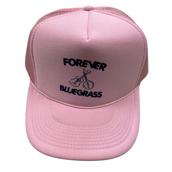 Bluegrass Trucker Hat Snapback Mesh Retro Country Western Music Banjo Guitar - Picture 1 of 10